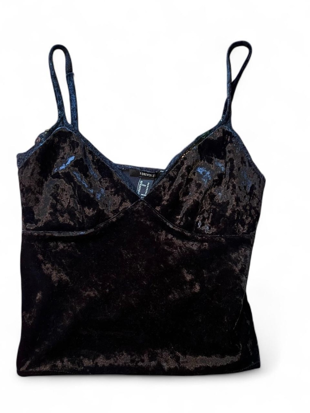 Forever 21 Black Crushed Velvet Cami Top - Spaghetti Straps